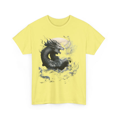 Dragon Moon Unisex Heavy Cotton Tee - Mystical Night Sky Apparel