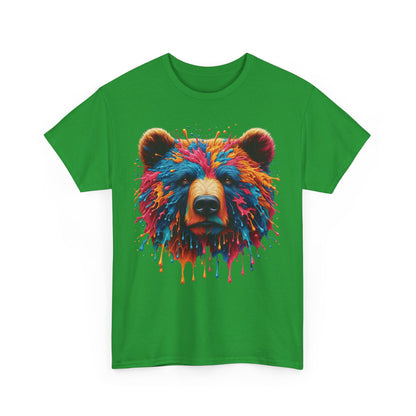 Colorful Bear Art Unisex Heavy Cotton Tee - Vibrant Graphic T-Shirt for Nature Lovers