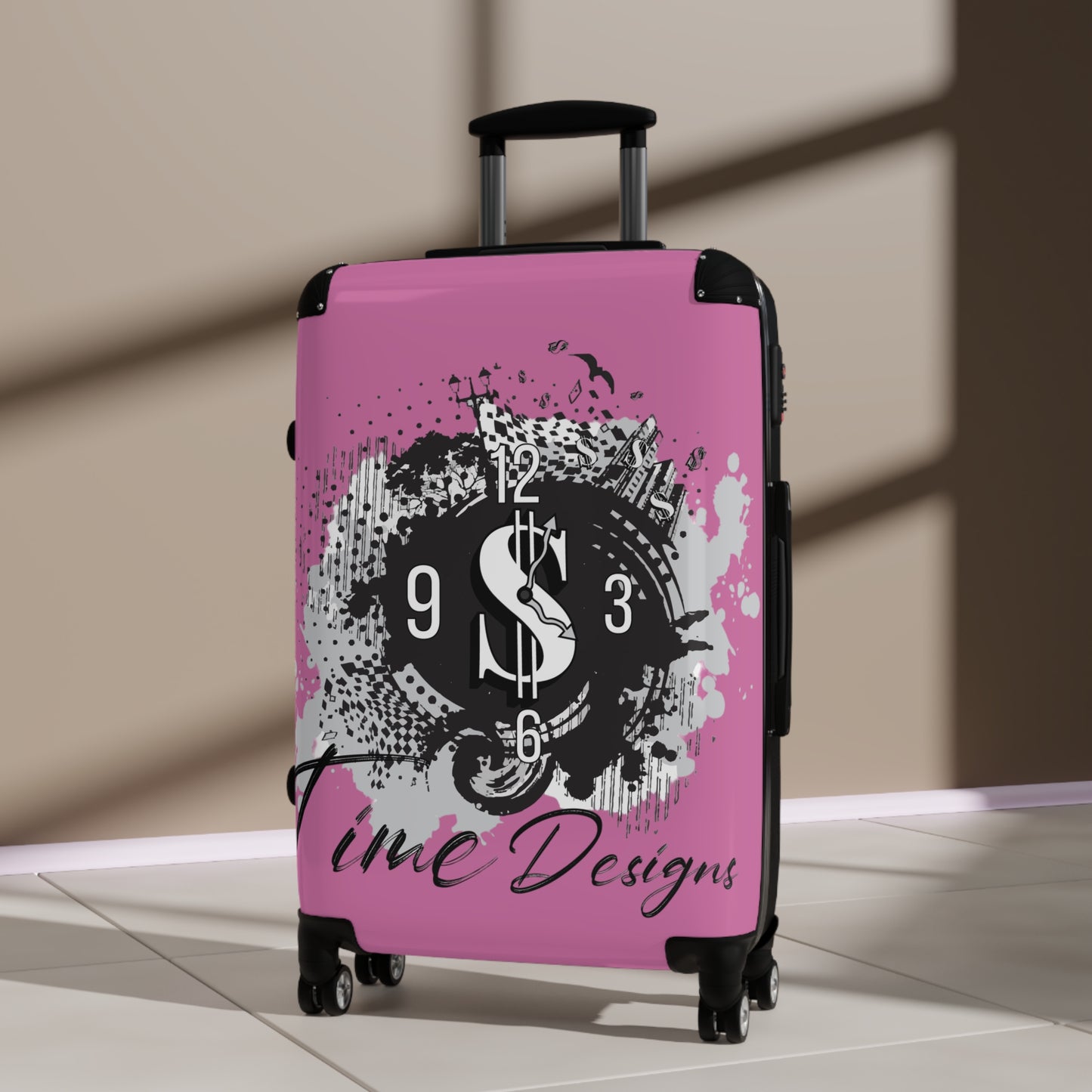 Stylish Travel Suitcase with Time Design, Unique Luggage, Adventure Ready Bag, Perfect for Travelers, Stylish Gift Idea