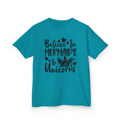 Kids Heavy Cotton™ Tee - Believe in Mermaids & Unicorns T-Shirt