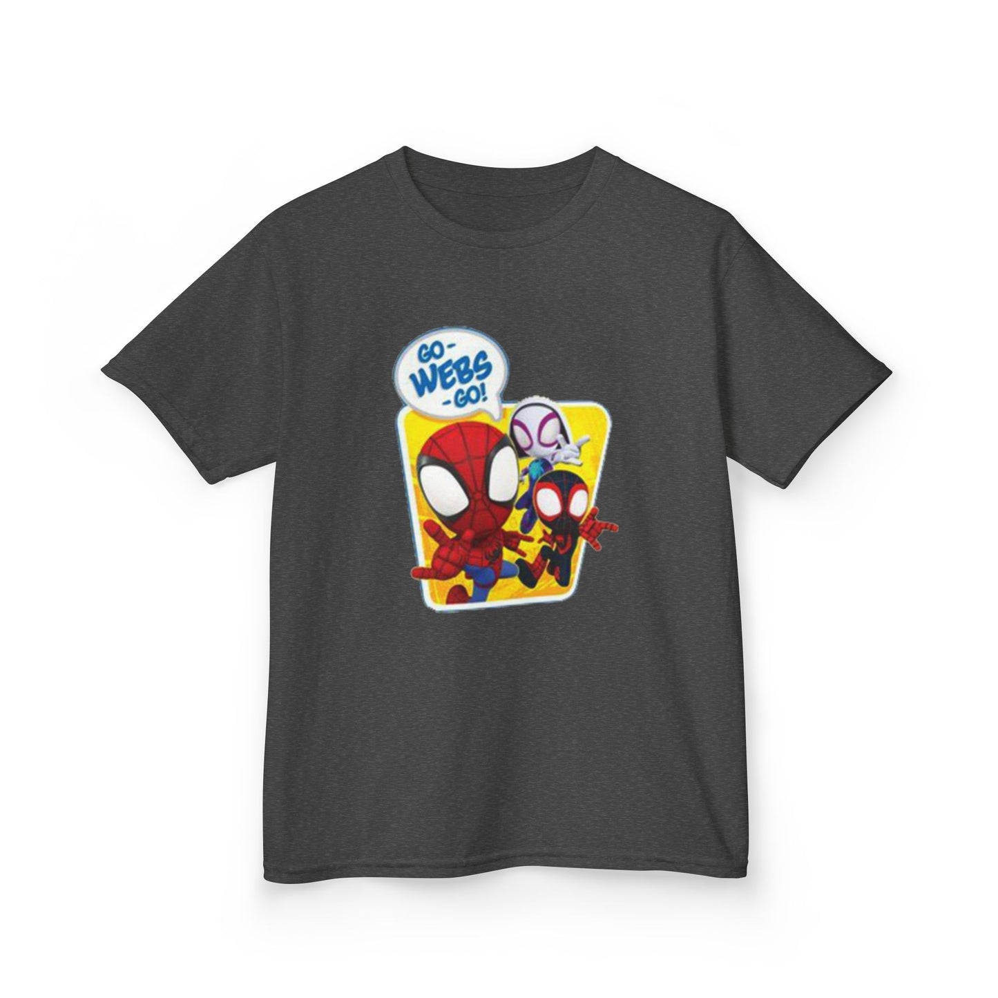 Spiderman Kids Heavy Cotton Tee - Playful Superhero Shirt for Young Fans