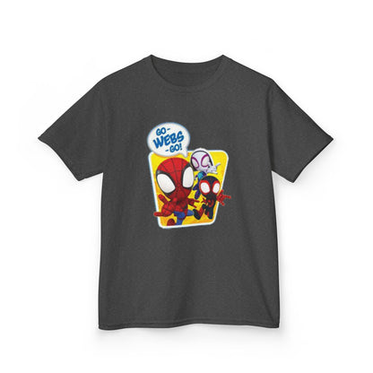 Spiderman Kids Heavy Cotton Tee - Playful Superhero Shirt for Young Fans