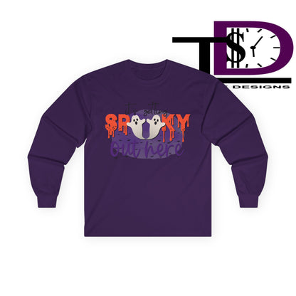 Spooky Vibes Unisex Long Sleeve Tee, Halloween Shirt, Fall Apparel, Ghost Design, Cozy Outfit