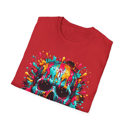 Colorful Drip Skull Unisex T-Shirt - Vibrant Graphic Tee for Art & Music Lovers