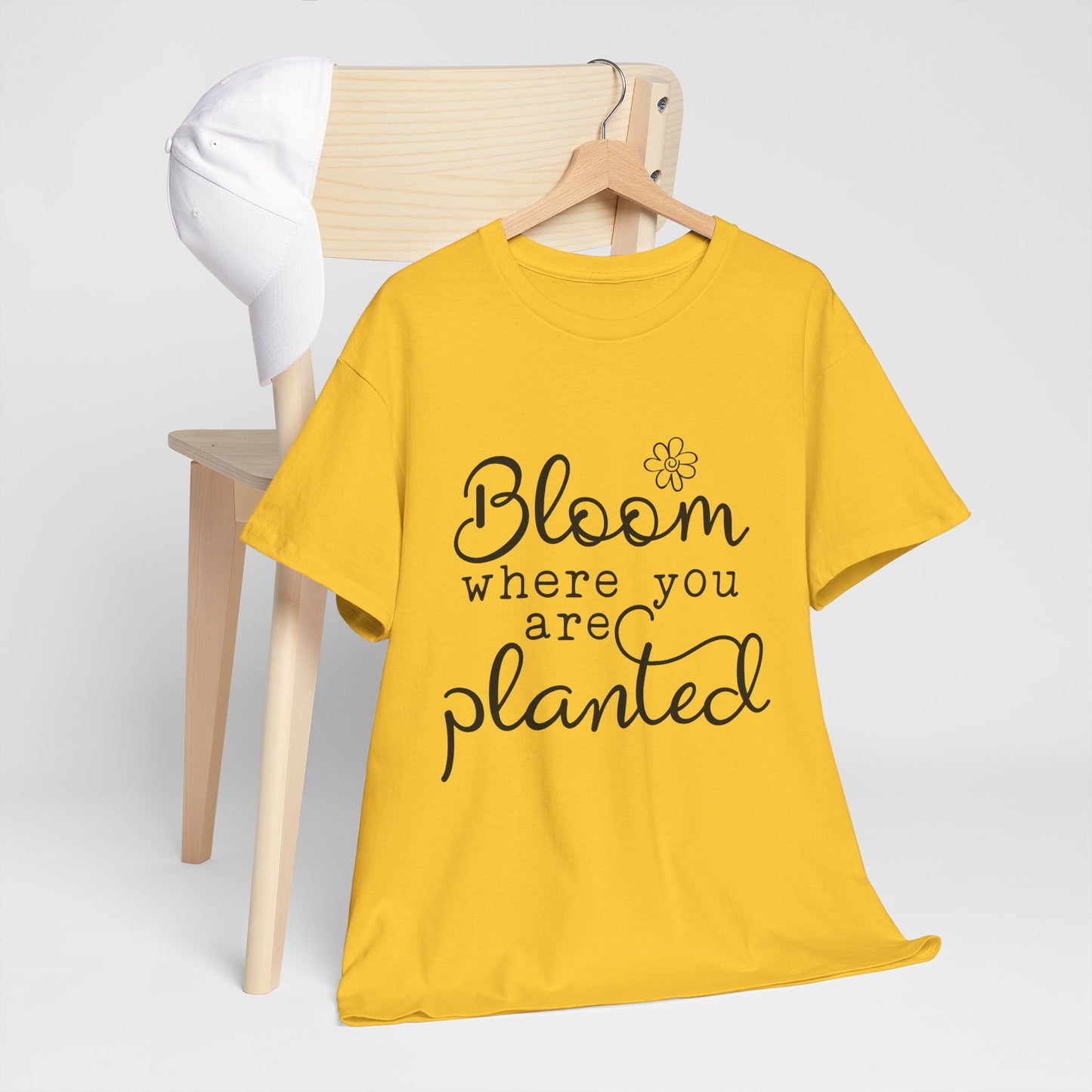Inspirational Bloom Tee - Unisex Heavy Cotton T-Shirt for Growth Mindset