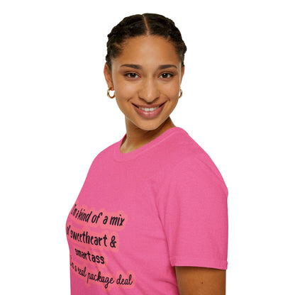 Funny Quote Unisex Softstyle T-Shirt - "I'm a mix of sweetheart & smartass"