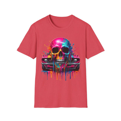 Vibrant Skull & Car Unisex Softstyle T-Shirt