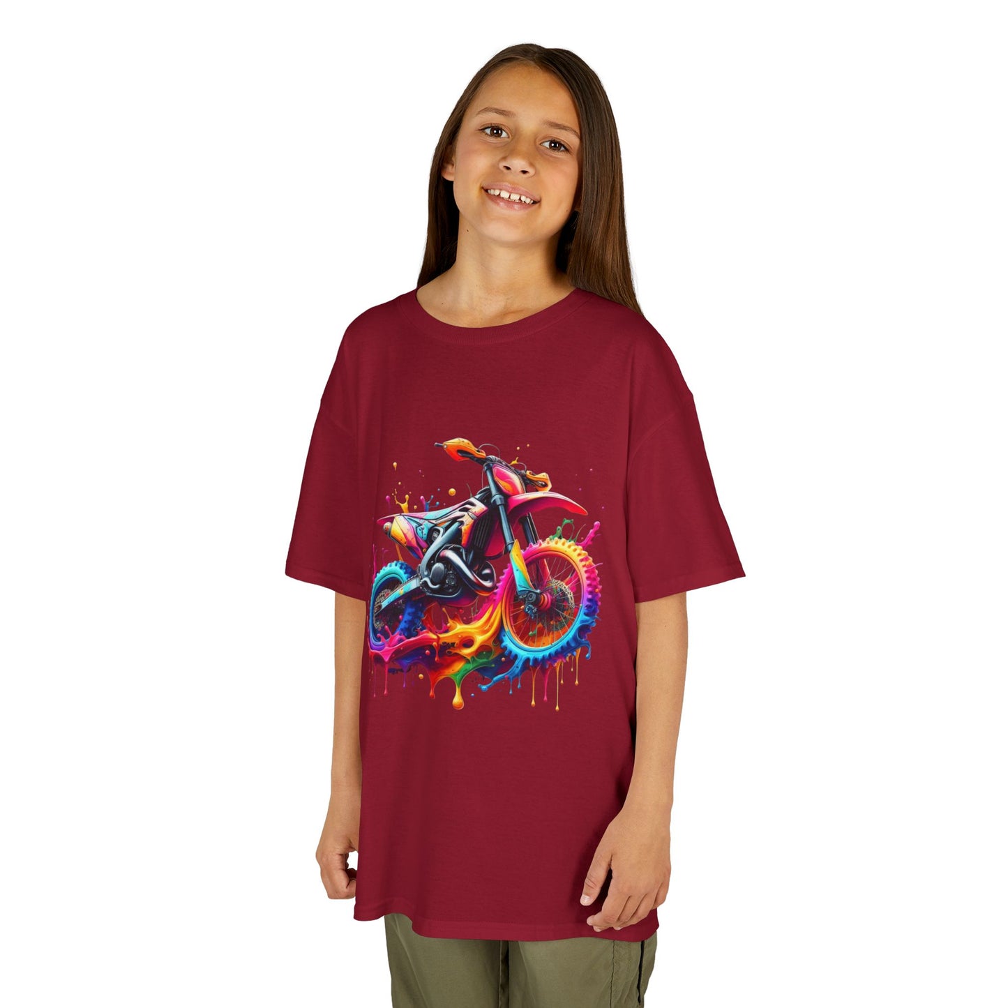 Kids' Motorcycle Graphic Tee - Vibrant Splash Design
