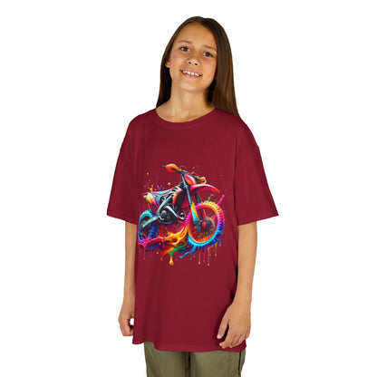 Kids' Motorcycle Graphic Tee - Vibrant Splash Design