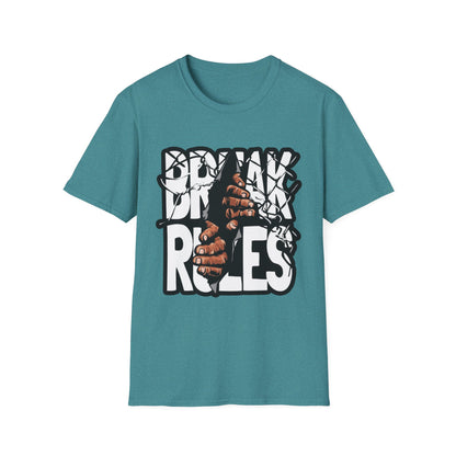 Break Rules Unisex Softstyle T-Shirt - Casual Streetwear Tee for Rebels