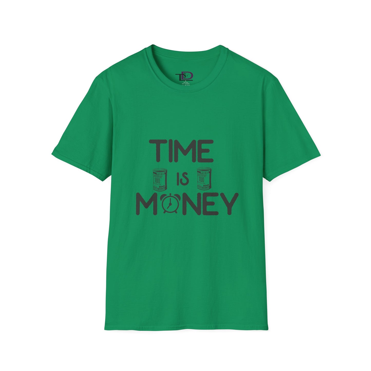 Inspirational Unisex Softstyle T-Shirt - "Time is Money" Statement Tee for Financial Motivators