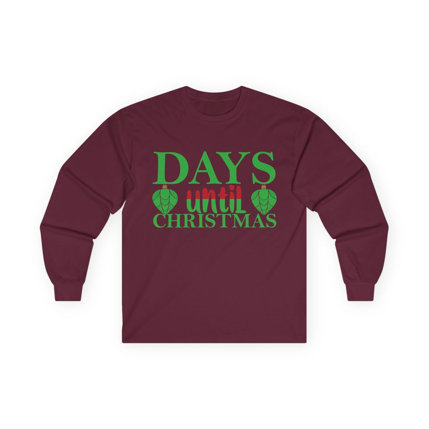 Christmas Countdown Long Sleeve Tee, Holiday Shirt, Unisex Christmas Apparel, Countdown to Christmas Gift, Seasonal T-Shirt