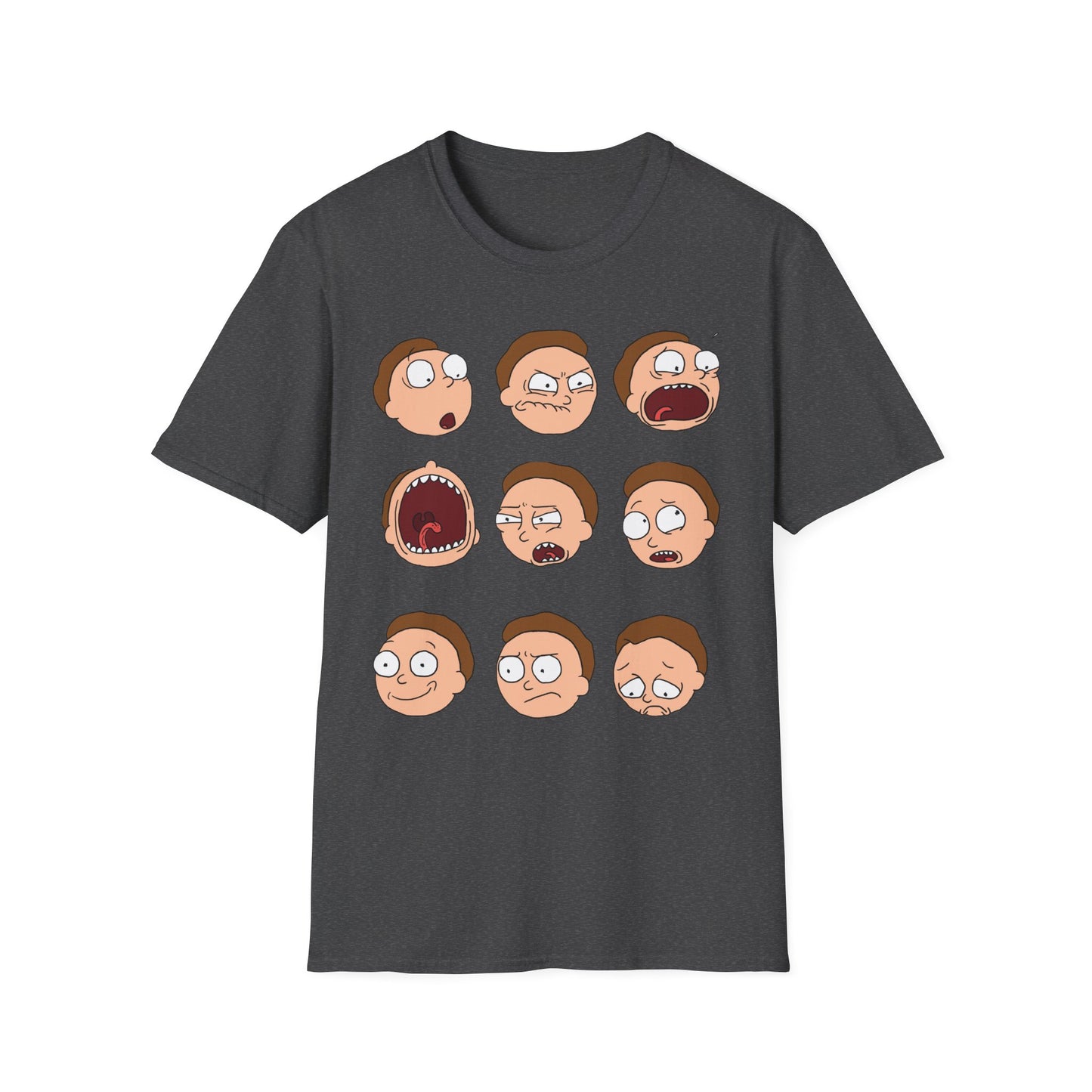 Funny Expressions Unisex Softstyle T-Shirt - Emotive Cartoon Faces