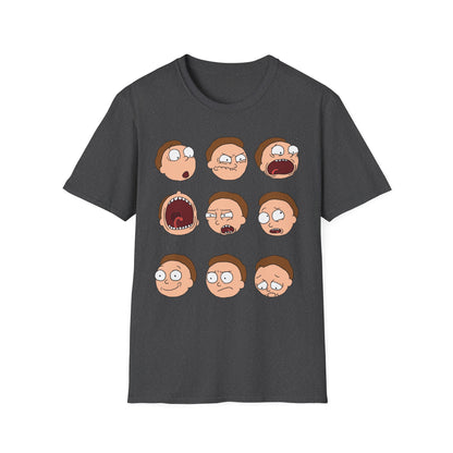 Funny Expressions Unisex Softstyle T-Shirt - Emotive Cartoon Faces