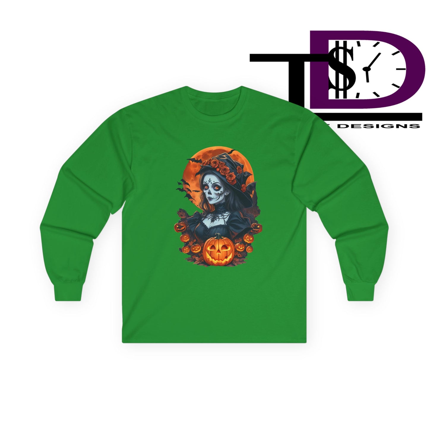 Halloween Graphic Long Sleeve Tee, Spooky Shirt, Unisex Fall Apparel, Halloween Costume, Autumn Sweatshirt, Pumpkin Design