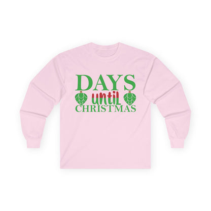 Christmas Countdown Long Sleeve Tee, Holiday Shirt, Unisex Christmas Apparel, Countdown to Christmas Gift, Seasonal T-Shirt