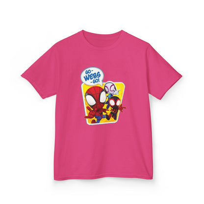 Spiderman Kids Heavy Cotton Tee - Playful Superhero Shirt for Young Fans