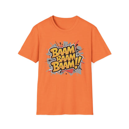 Bam Bam Bam Unisex Softstyle T-Shirt | Fun Graphic Tee for Casual Wear, Gift for Friends, Comic Fans, Birthday, Everyday Style
