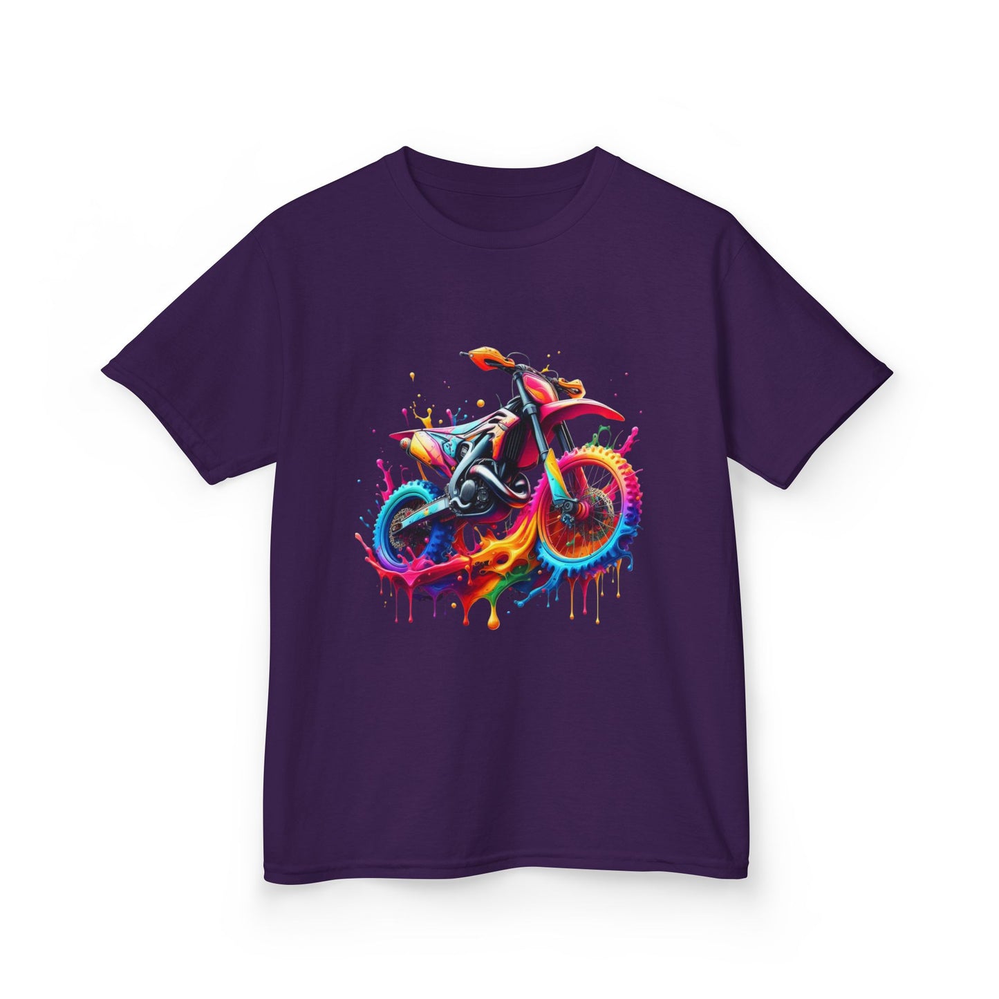 Kids' Motorcycle Graphic Tee - Vibrant Splash Design