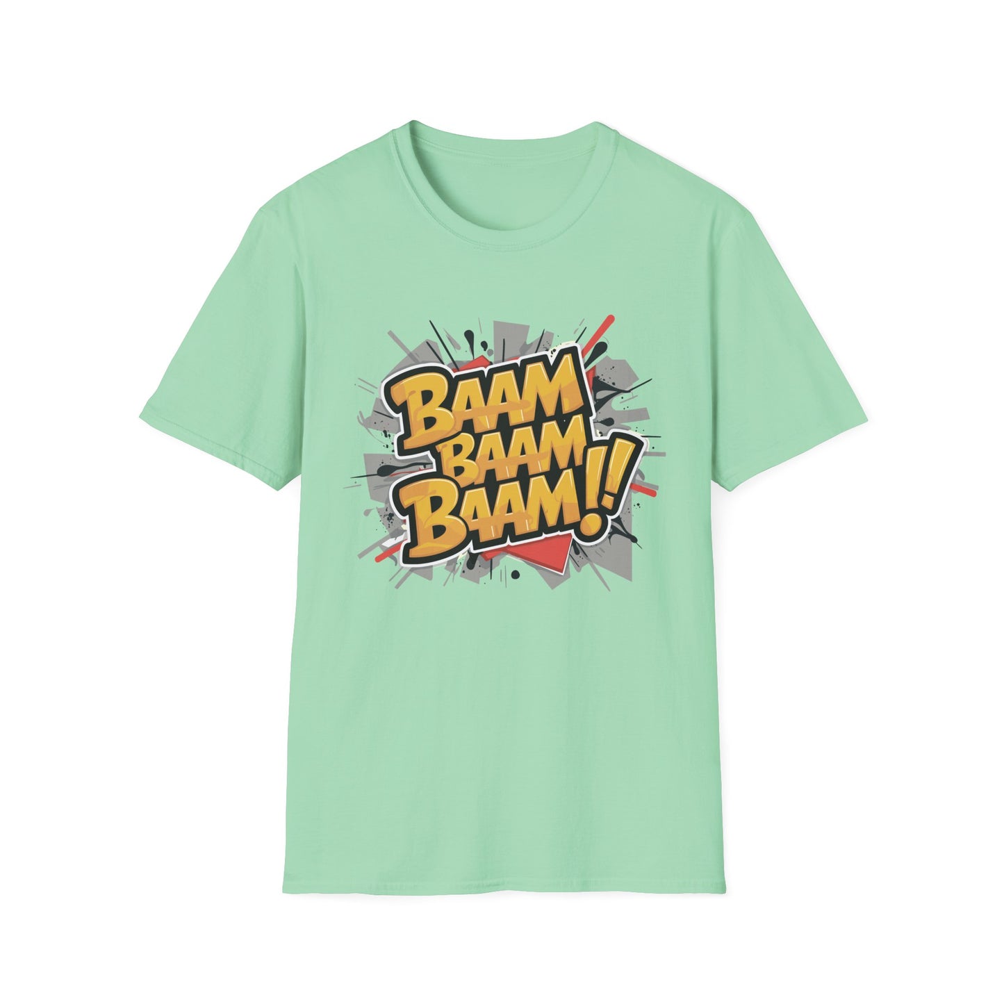 Bam Bam Bam Unisex Softstyle T-Shirt | Fun Graphic Tee for Casual Wear, Gift for Friends, Comic Fans, Birthday, Everyday Style