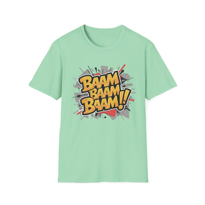 Bam Bam Bam Unisex Softstyle T-Shirt | Fun Graphic Tee for Casual Wear, Gift for Friends, Comic Fans, Birthday, Everyday Style