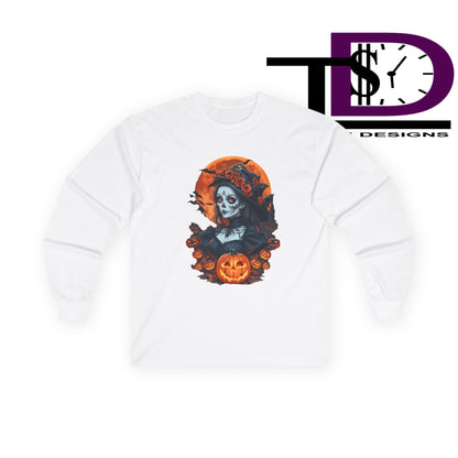 Halloween Graphic Long Sleeve Tee, Spooky Shirt, Unisex Fall Apparel, Halloween Costume, Autumn Sweatshirt, Pumpkin Design