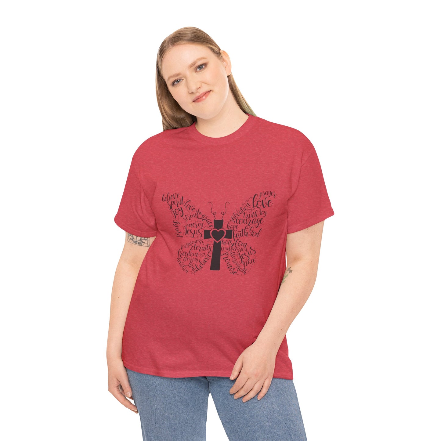 Inspirational Butterfly Unisex Heavy Cotton Tee - Love and Hope Design