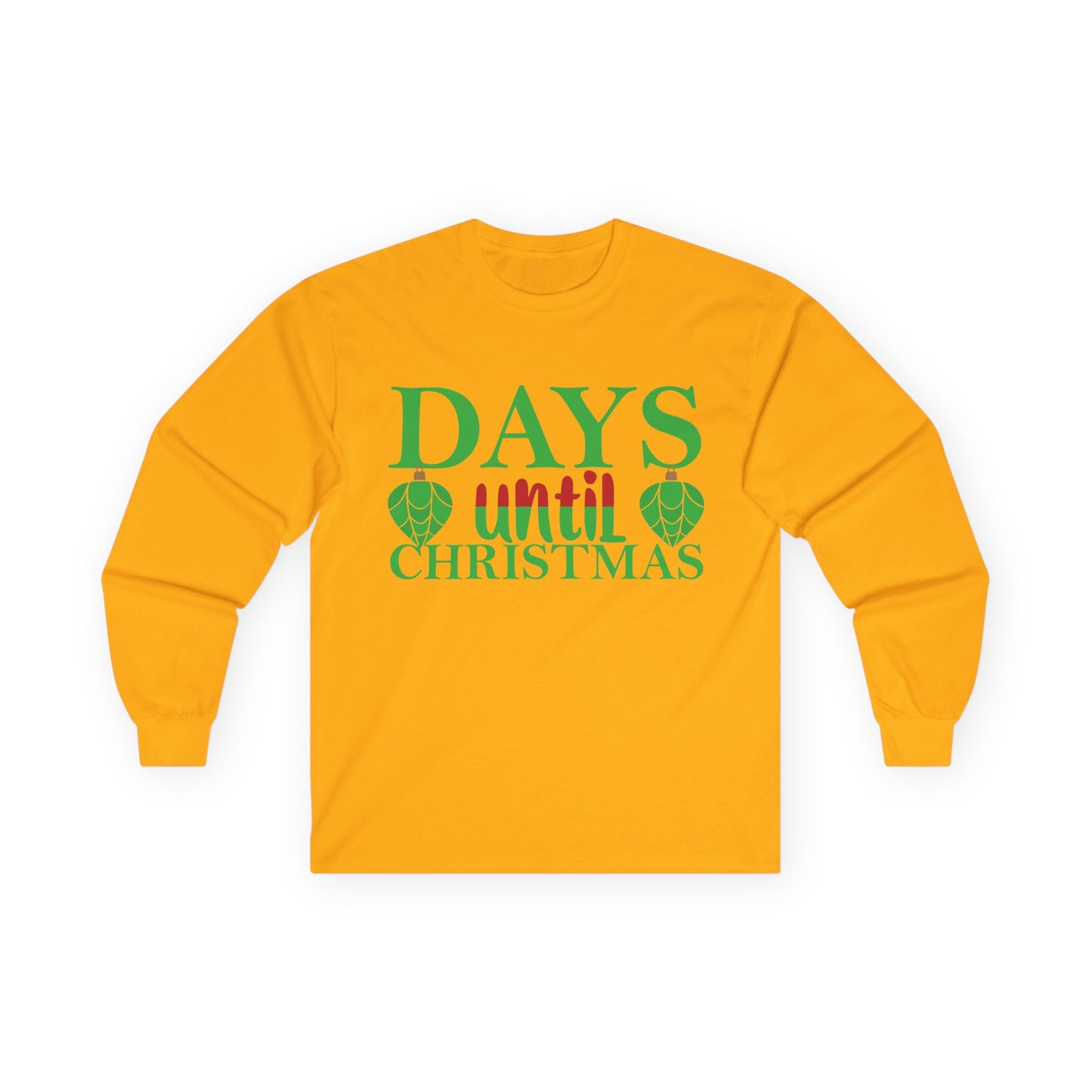 Christmas Countdown Long Sleeve Tee, Holiday Shirt, Unisex Christmas Apparel, Countdown to Christmas Gift, Seasonal T-Shirt