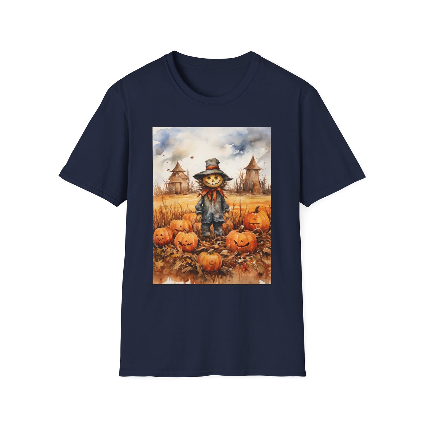 Autumn Scarecrow T-Shirt, Fall Halloween Tee, Pumpkin Patch Shirt, Unisex Graphic Top, Cozy Harvest Apparel