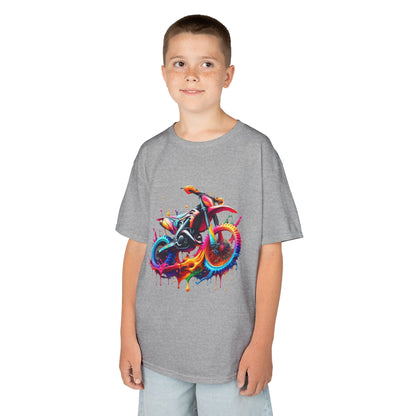 Kids' Motorcycle Graphic Tee - Vibrant Splash Design
