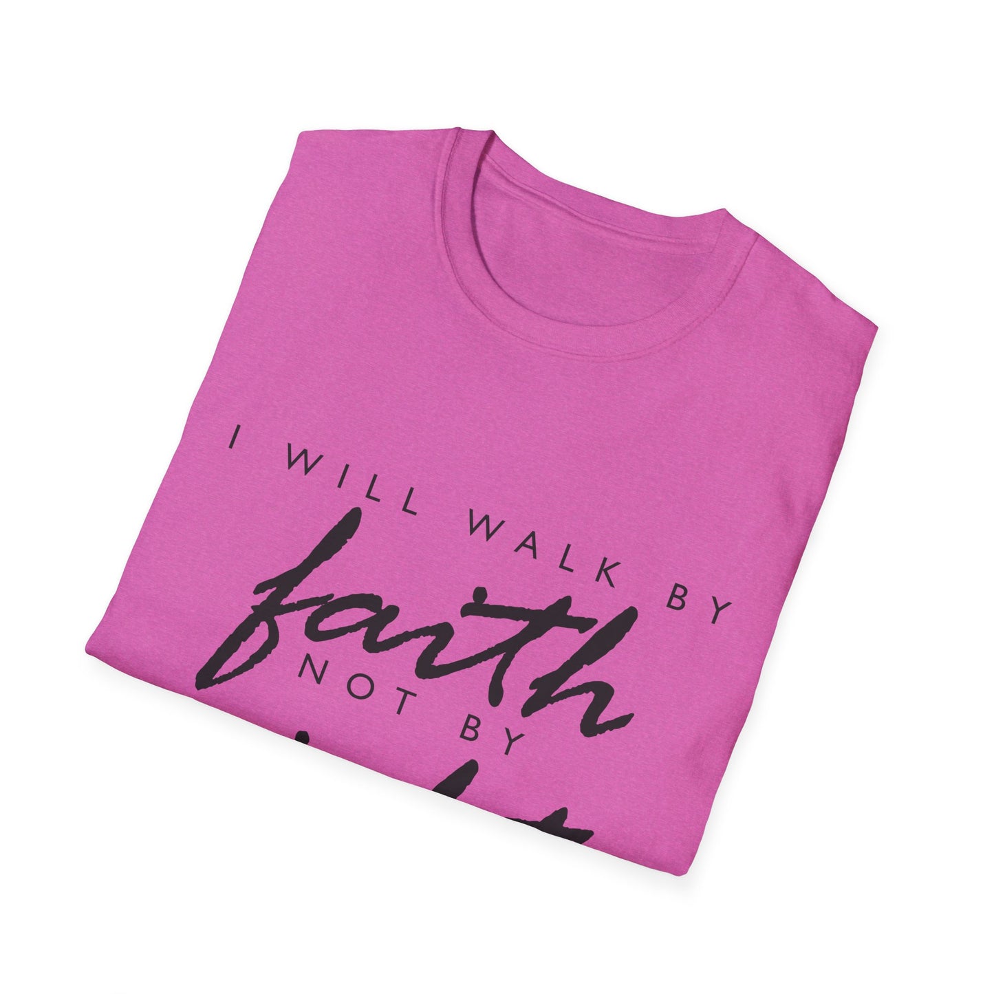 Inspirational Faith T-Shirt - Walk by Faith Not by Sight - Unisex Softstyle Tee