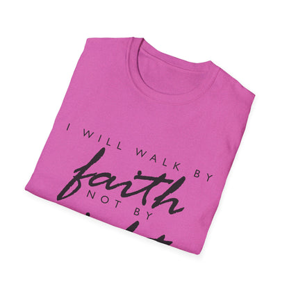 Inspirational Faith T-Shirt - Walk by Faith Not by Sight - Unisex Softstyle Tee