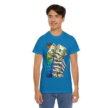 Unisex Heavy Cotton Tee - 'Hustle' Graphic Tee with Money Design