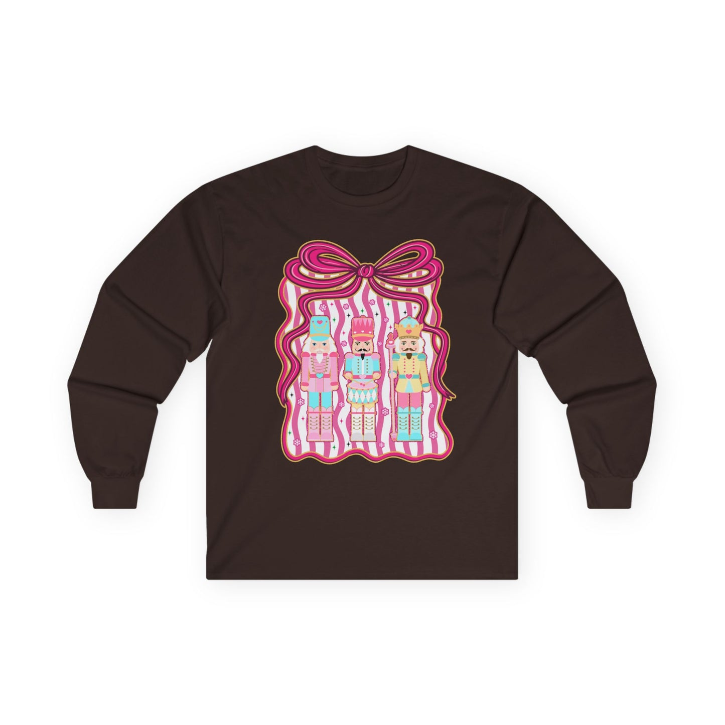 Long Sleeve Tee — Cute Kawaii Nutcracker Dolls with Bow Graphic