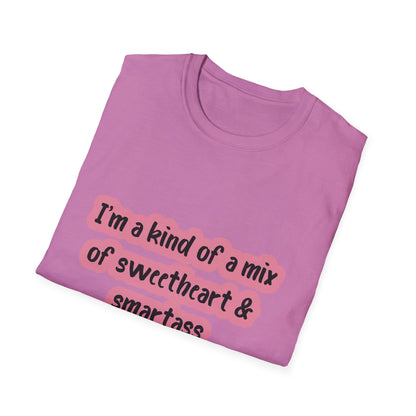 Funny Quote Unisex Softstyle T-Shirt - "I'm a mix of sweetheart & smartass"