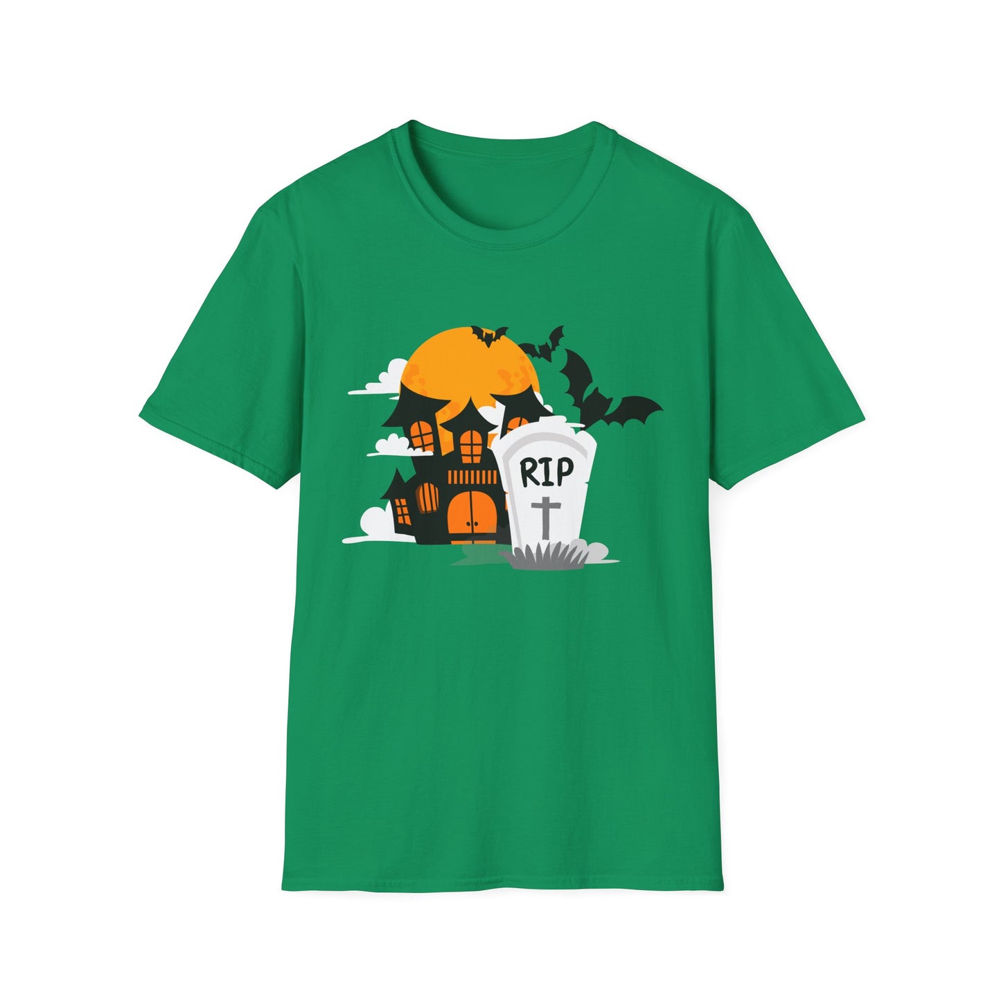 Spooky Halloween T-Shirt, Unisex Softstyle Tee, Pumpkin and Haunted House Design, Fun Fall Shirt, Perfect for Halloween Parties, Trick [...]