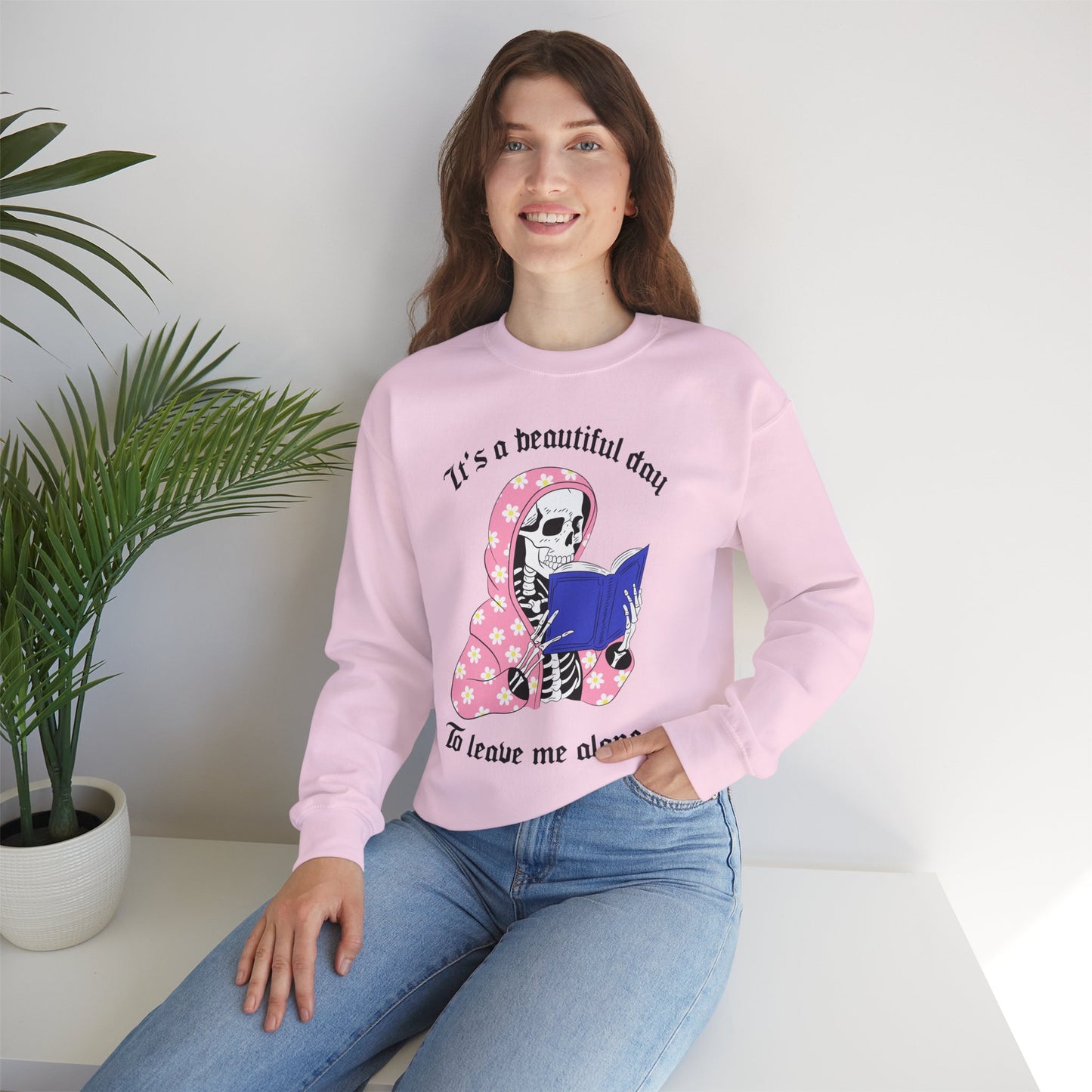 Unisex Heavy Blend™ Crewneck Sweatshirt - "It's a Beautiful Day to Leave Me Alone" Cozy Graphic