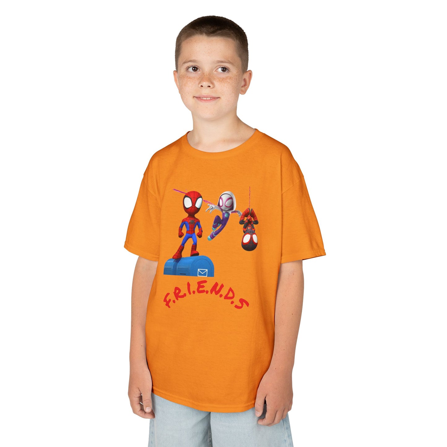 Kids' Friends Spider-Man Tee - Fun & Colorful Cotton T-Shirt for Young Superheroes