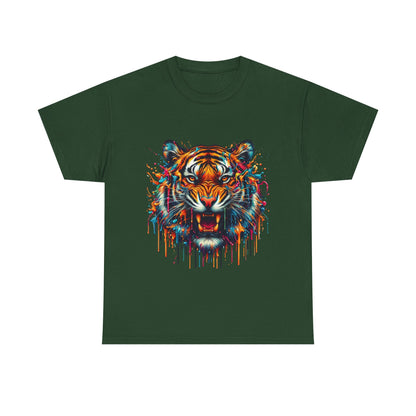 Fierce Tiger Unisex Heavy Cotton Tee - Vibrant Animal Graphic Shirt