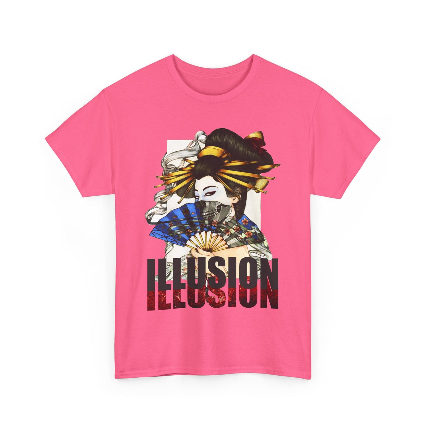 Unisex Heavy Cotton Tee - Illusion Design - Artistic Fan Graphic Tee for Casual Wear