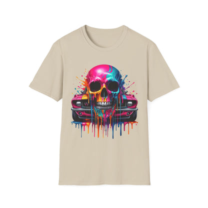 Vibrant Skull & Car Unisex Softstyle T-Shirt