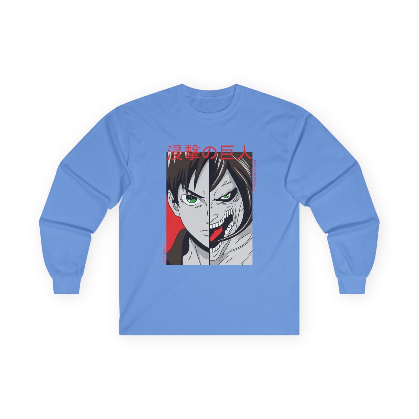 Anime Split-Face Long Sleeve Tee — Eren Jaeger Inspired Design