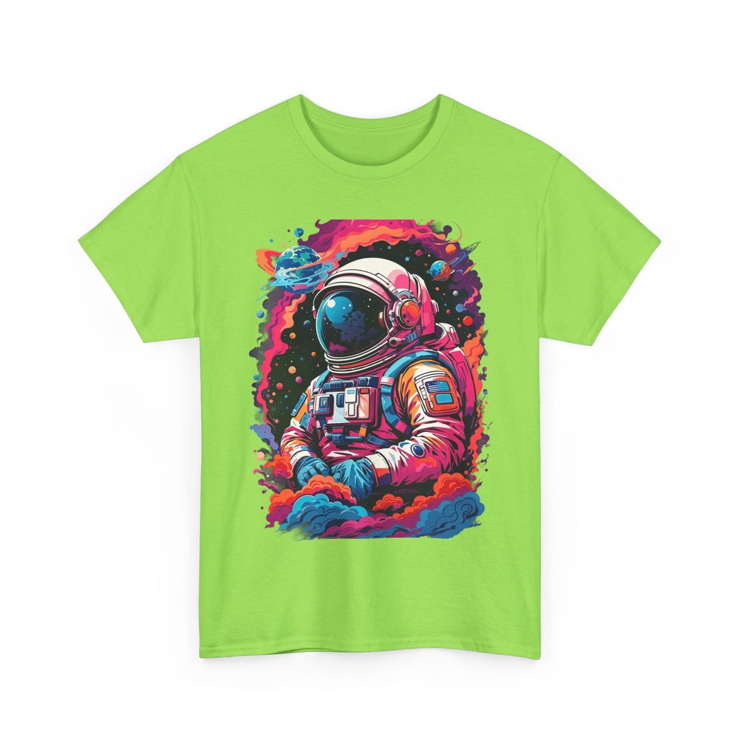 Cosmic Astronaut Unisex Heavy Cotton Tee - Galaxy Graphic T-Shirt