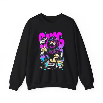 Streetwear Crewneck Sweatshirt — Cartoon Hoodie Character "BANG" Graphic