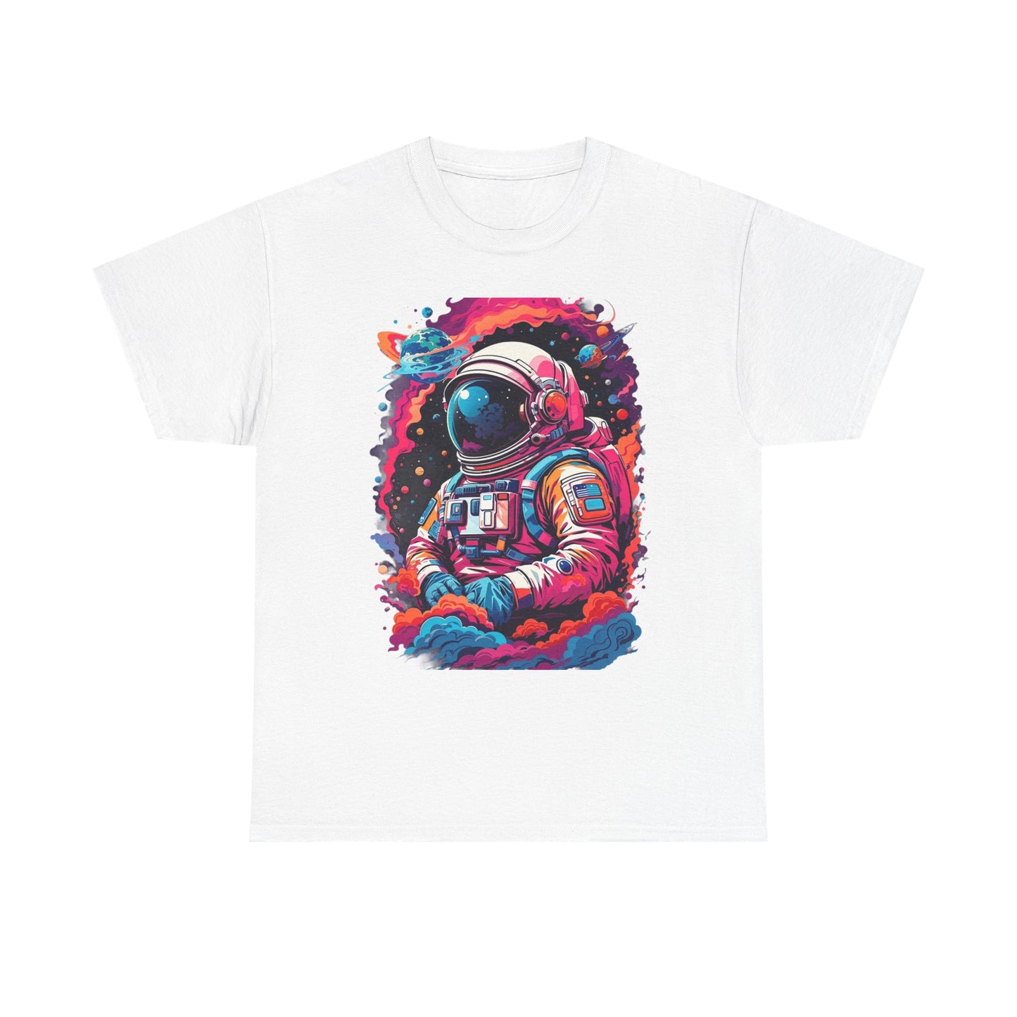 Cosmic Astronaut Unisex Heavy Cotton Tee - Galaxy Graphic T-Shirt