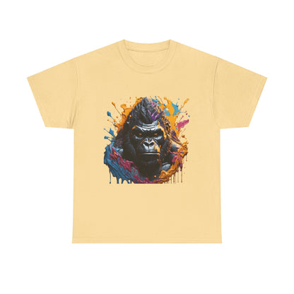 Colorful Gorilla Art Unisex Heavy Cotton Tee - Bold Graphic Tee for Animal Lovers
