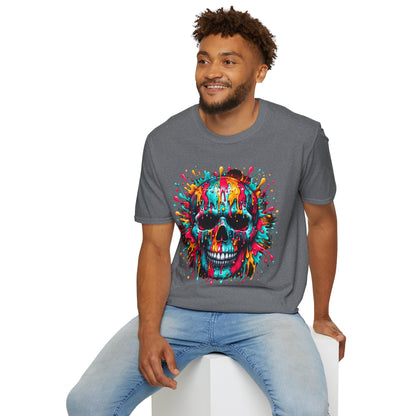 Colorful Drip Skull Unisex T-Shirt - Vibrant Graphic Tee for Art & Music Lovers