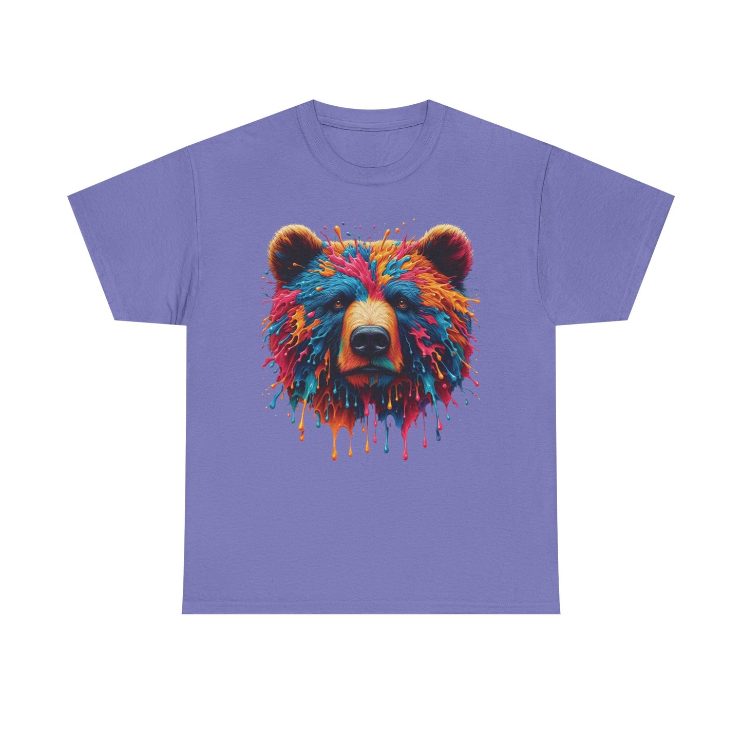 Colorful Bear Art Unisex Heavy Cotton Tee - Vibrant Graphic T-Shirt for Nature Lovers