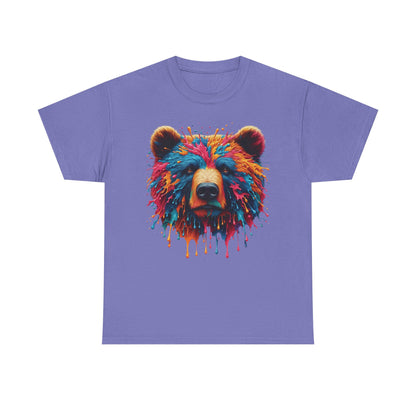 Colorful Bear Art Unisex Heavy Cotton Tee - Vibrant Graphic T-Shirt for Nature Lovers