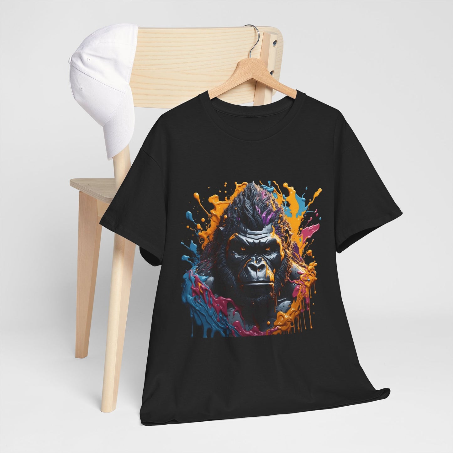 Colorful Gorilla Art Unisex Heavy Cotton Tee - Bold Graphic Tee for Animal Lovers